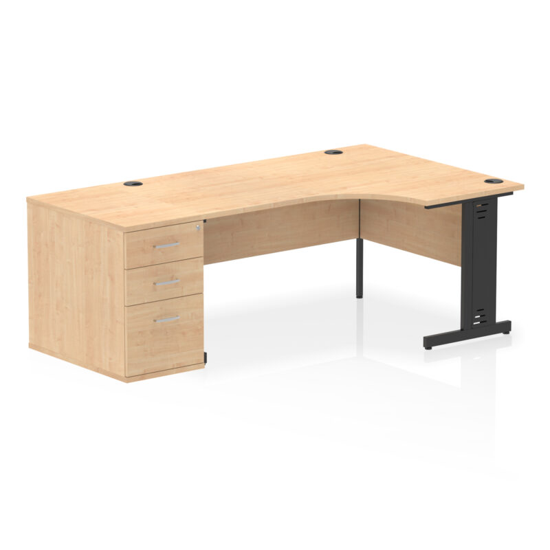 Surge 1600mm Cable Managed Right Crescent Desk Workstation - Image 16