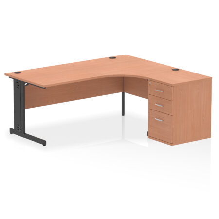 Surge 1800mm Cable Managed Right Crescent Desk Workstation