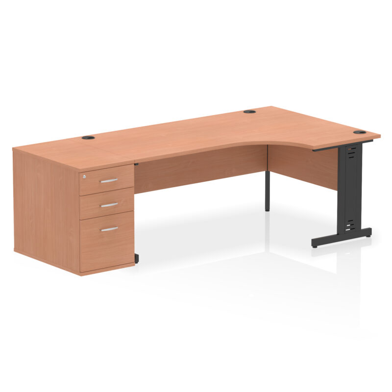 Surge 1800mm Cable Managed Right Crescent Desk Workstation - Image 4