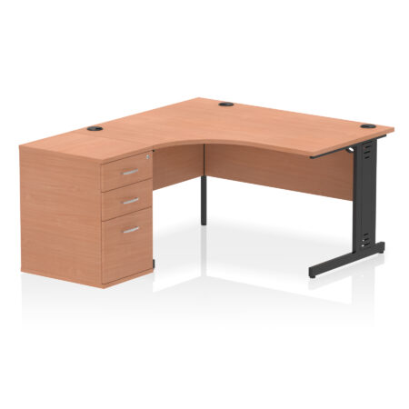Surge 1400mm Cable Managed Left Crescent Desk Workstation