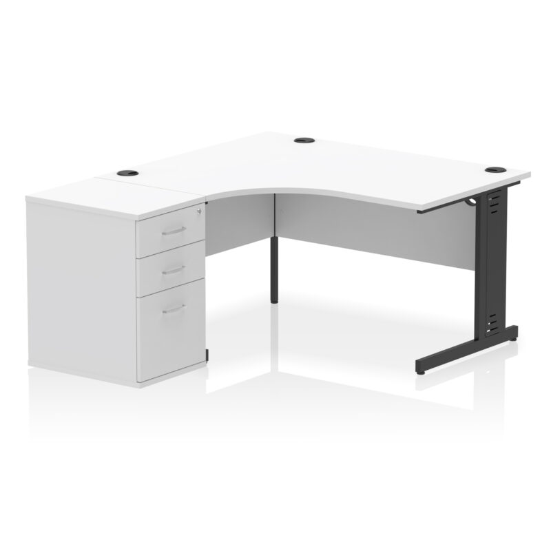 Surge 1400mm Cable Managed Left Crescent Desk Workstation - Image 11