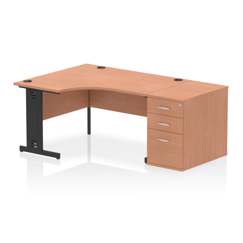 Surge 1400mm Cable Managed Left Crescent Desk Workstation - Image 2