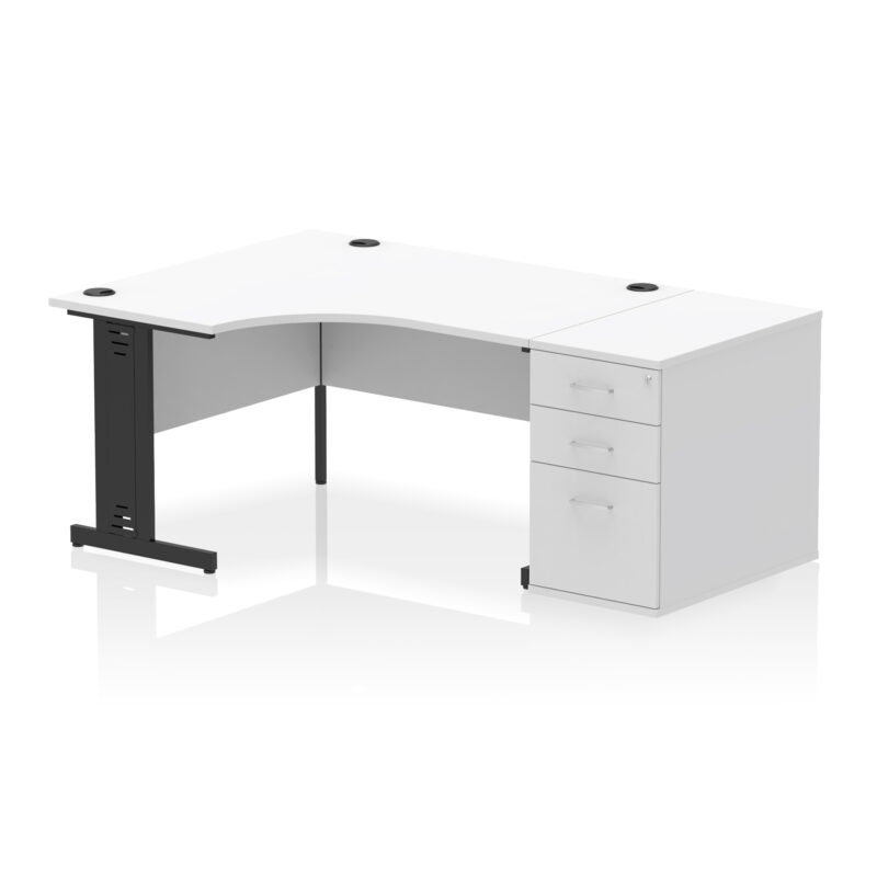 Surge 1400mm Cable Managed Left Crescent Desk Workstation - Image 12