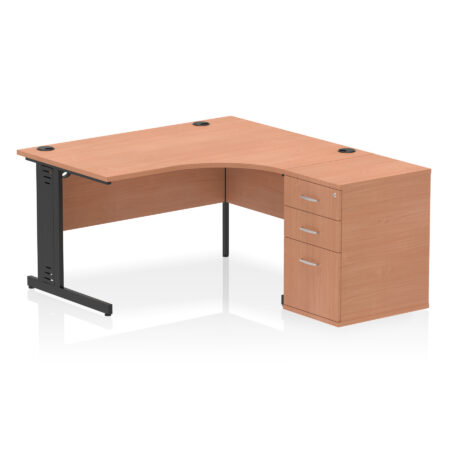 Surge 1400mm Cable Managed Right Crescent Desk Workstation