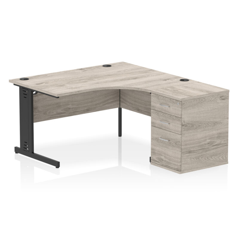 Surge 1400mm Cable Managed Right Crescent Desk Workstation - Image 3