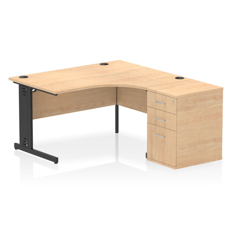 Surge 1400mm Cable Managed Right Crescent Desk Workstation - Image 5