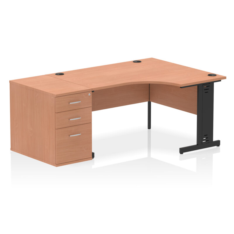Surge 1400mm Cable Managed Right Crescent Desk Workstation - Image 2