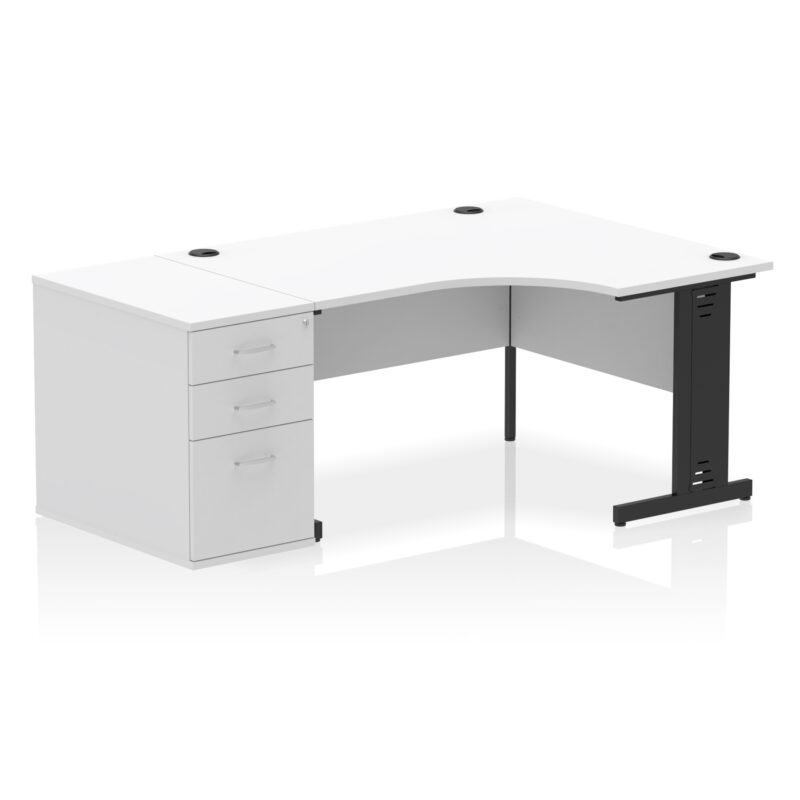 Surge 1400mm Cable Managed Right Crescent Desk Workstation - Image 12