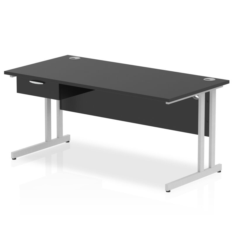 Surge Cantilever Straight Desk Silver Frame With Single One Drawer Fixed Pedestal - Image 16
