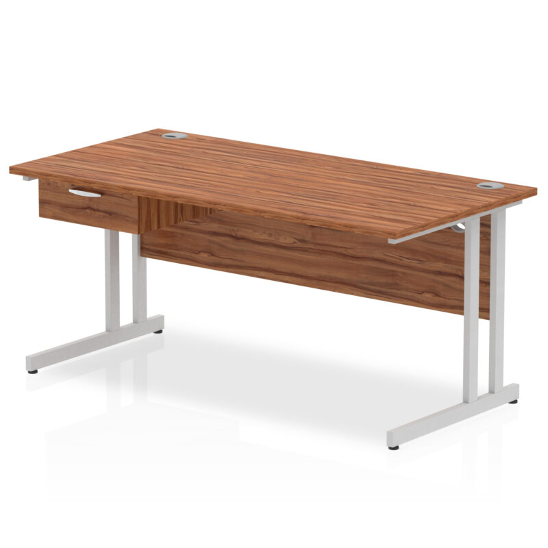 Surge Cantilever Straight Desk Silver Frame With Single One Drawer Fixed Pedestal - Image 21