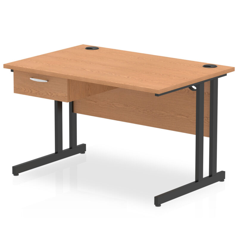 Surge Cantilever Straight Desk Black Frame With Single One Drawer Fixed Pedestal - Image 5