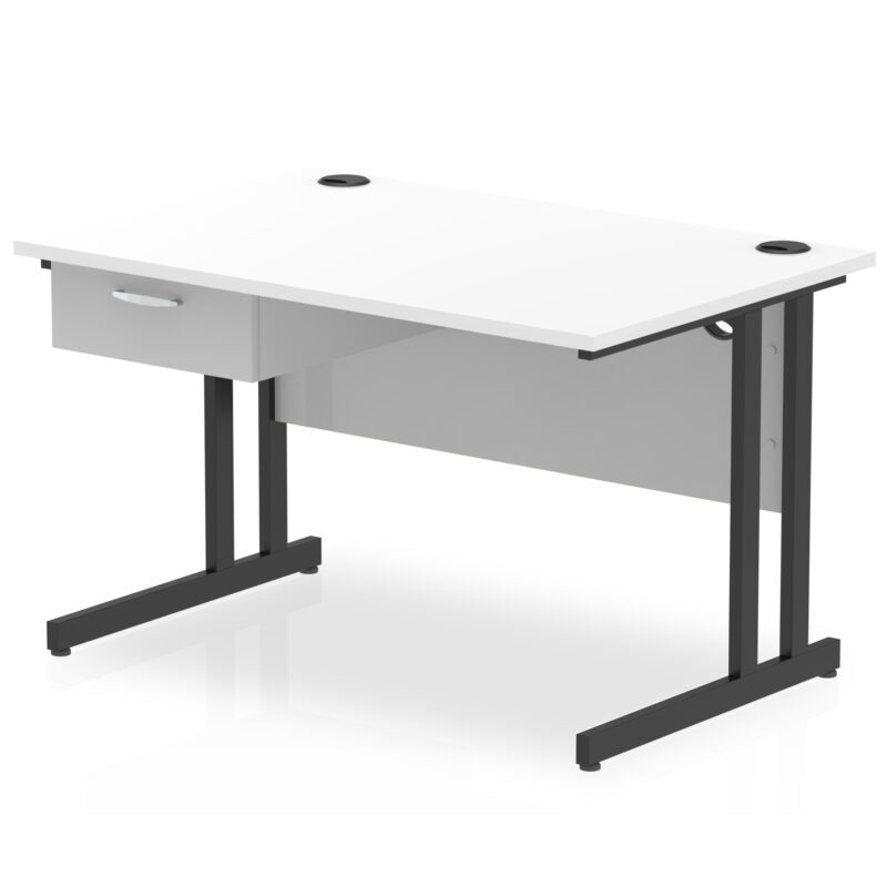 Surge Cantilever Straight Desk Black Frame With Single One Drawer Fixed Pedestal - Image 6