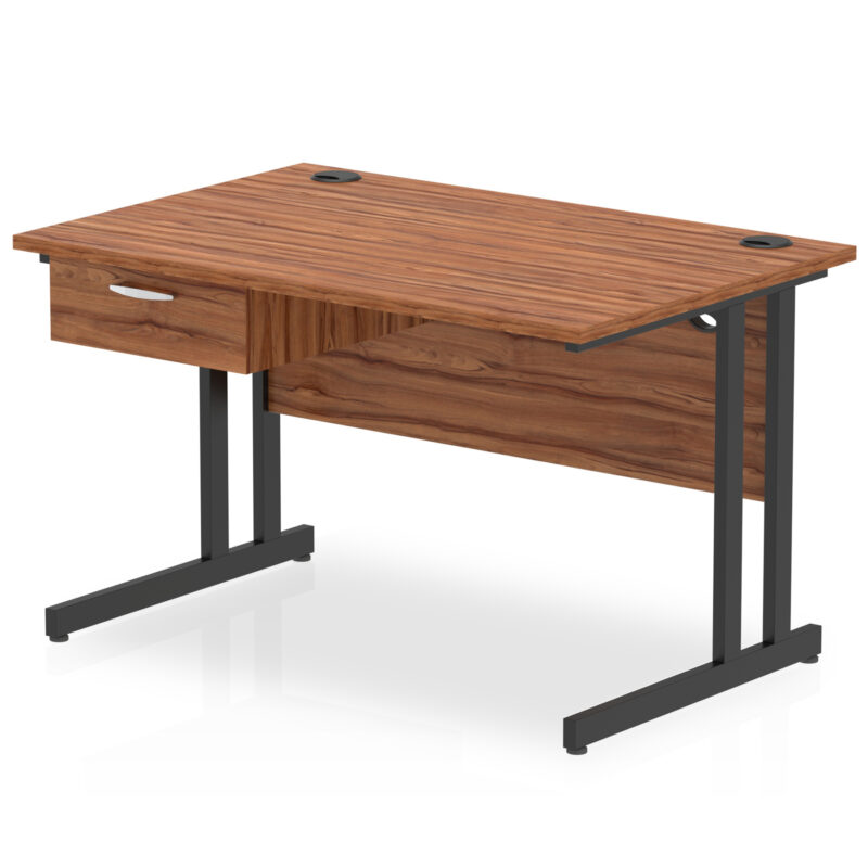 Surge Cantilever Straight Desk Black Frame With Single One Drawer Fixed Pedestal - Image 7
