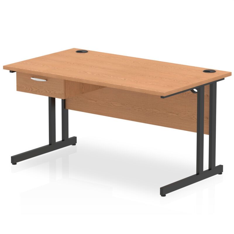 Surge Cantilever Straight Desk Black Frame With Single One Drawer Fixed Pedestal - Image 12