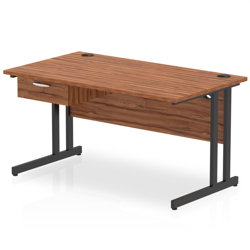Surge Cantilever Straight Desk Black Frame With Single One Drawer Fixed Pedestal - Image 14