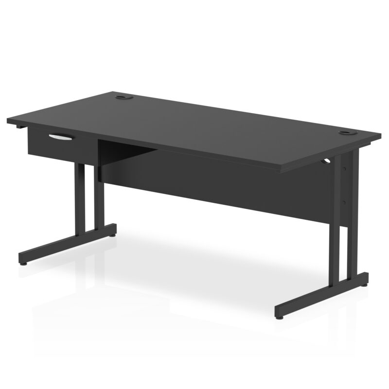 Surge Cantilever Straight Desk Black Frame With Single One Drawer Fixed Pedestal - Image 16