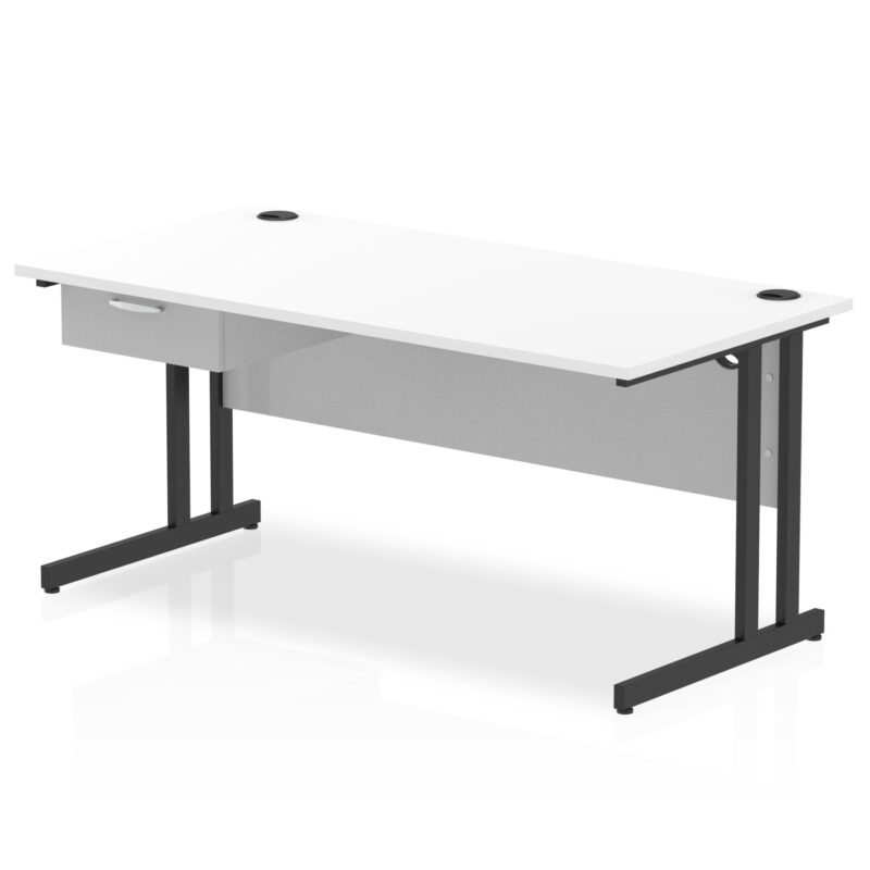 Surge Cantilever Straight Desk Black Frame With Single One Drawer Fixed Pedestal - Image 20
