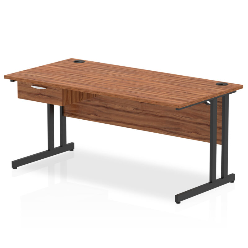 Surge Cantilever Straight Desk Black Frame With Single One Drawer Fixed Pedestal - Image 21