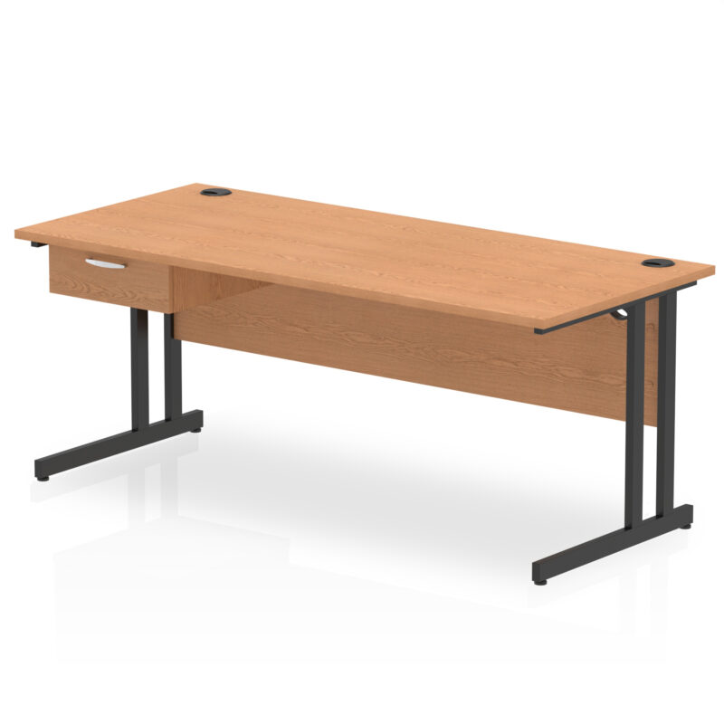 Surge Cantilever Straight Desk Black Frame With Single One Drawer Fixed Pedestal - Image 26
