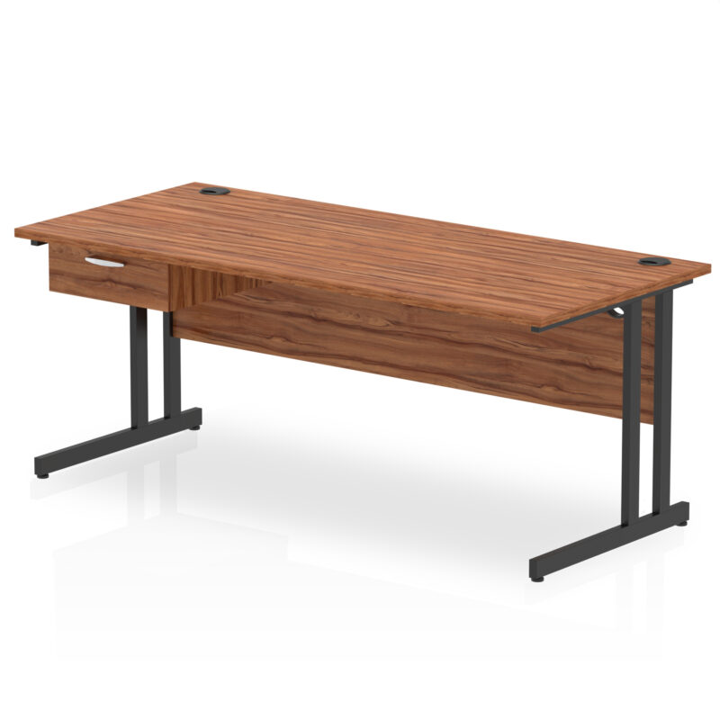 Surge Cantilever Straight Desk Black Frame With Single One Drawer Fixed Pedestal - Image 28