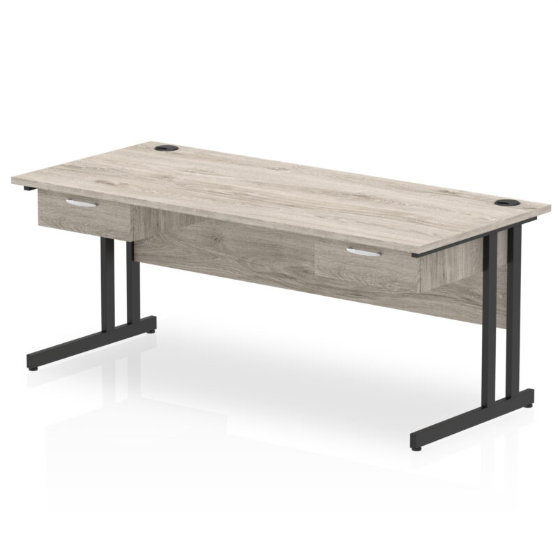 Surge Cantilever Straight Desk Black Frame With Two One Drawer Fixed Pedestals - Image 10