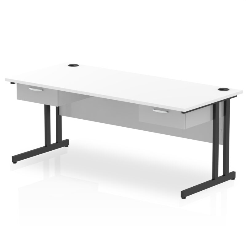Surge Cantilever Straight Desk Black Frame With Two One Drawer Fixed Pedestals - Image 13