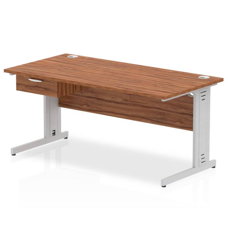 Surge Cable Managed Straight Desk Silver Frame With Single One Drawer Fixed Pedestal - Image 21