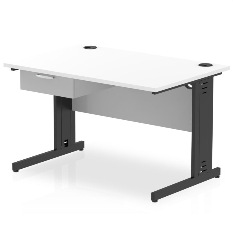 Surge Cable Managed Straight Desk Black Frame With Single One Drawer Fixed Pedestal - Image 6