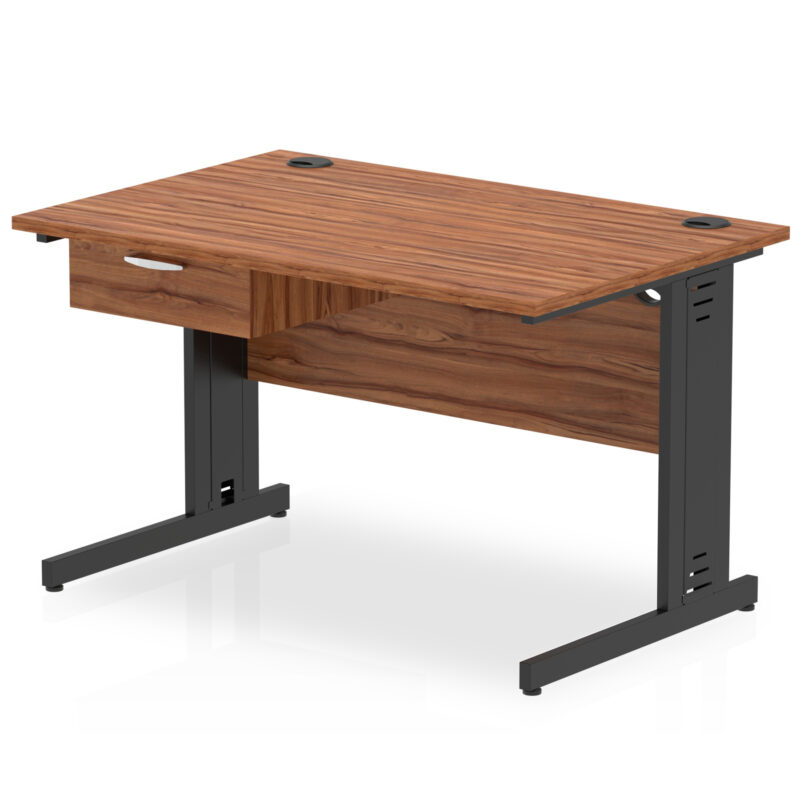 Surge Cable Managed Straight Desk Black Frame With Single One Drawer Fixed Pedestal - Image 7