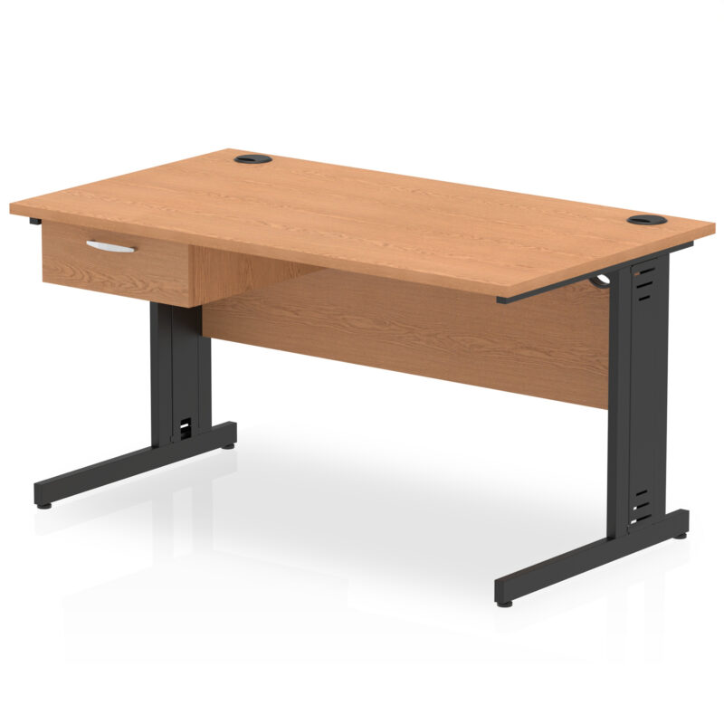 Surge Cable Managed Straight Desk Black Frame With Single One Drawer Fixed Pedestal - Image 12