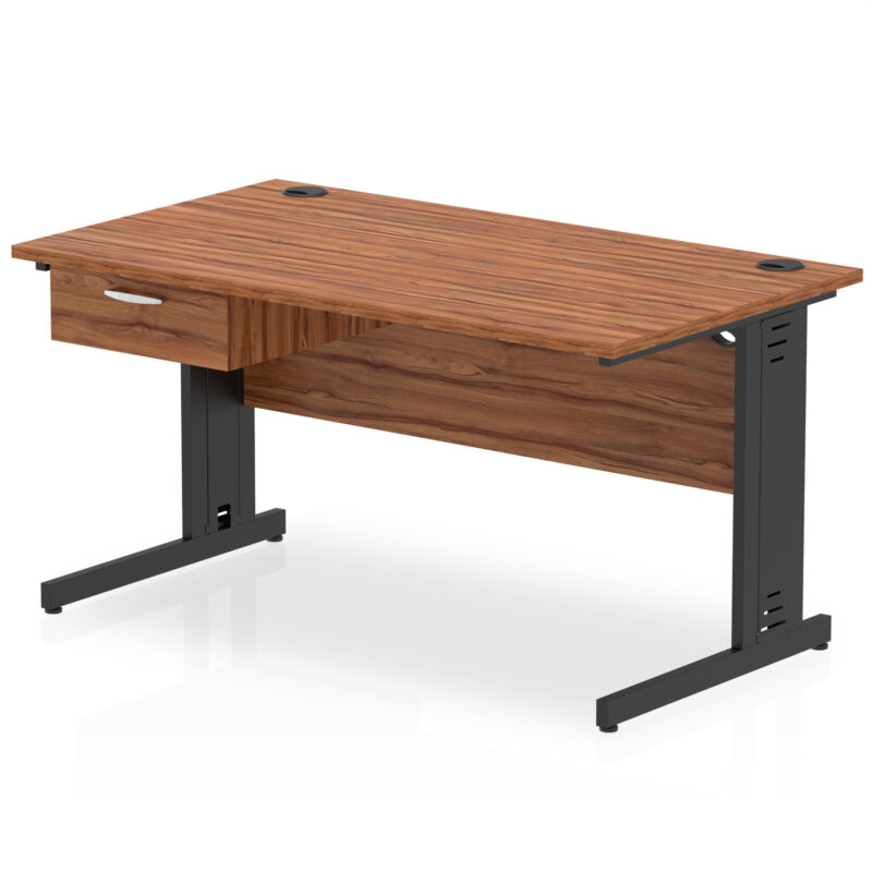 Surge Cable Managed Straight Desk Black Frame With Single One Drawer Fixed Pedestal - Image 14