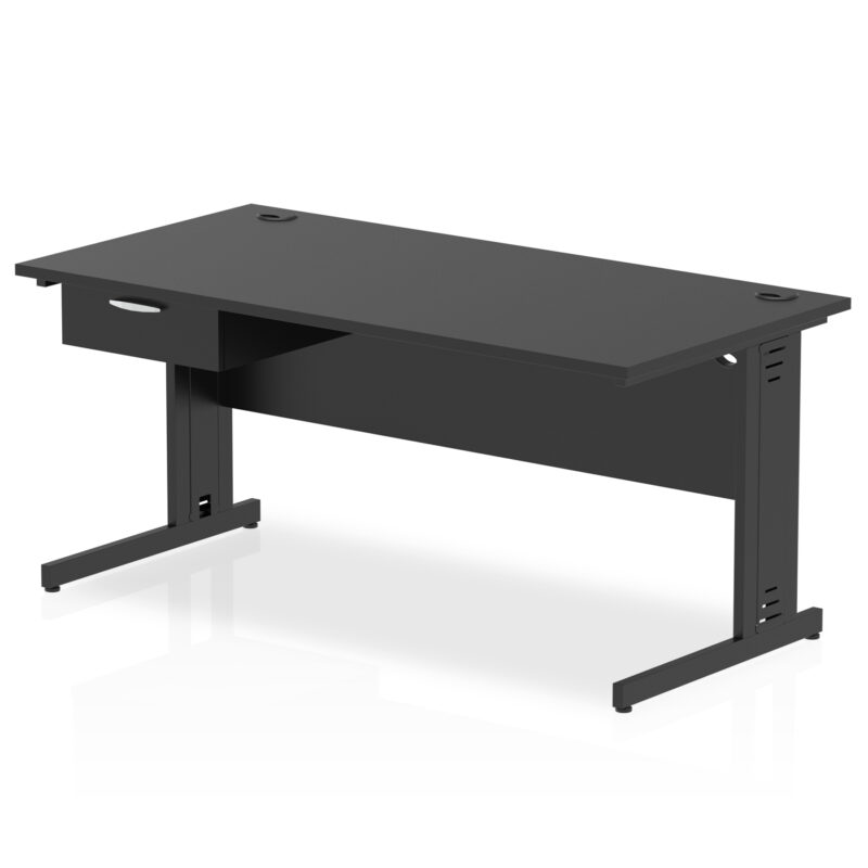 Surge Cable Managed Straight Desk Black Frame With Single One Drawer Fixed Pedestal - Image 16