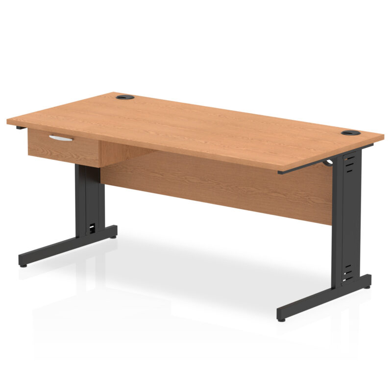 Surge Cable Managed Straight Desk Black Frame With Single One Drawer Fixed Pedestal - Image 19