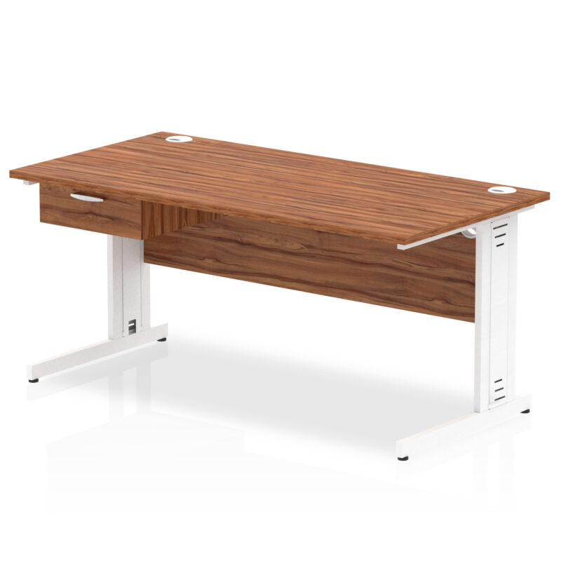 Surge Cable Managed Straight Desk White Frame With Single One Drawer Fixed Pedestal - Image 21