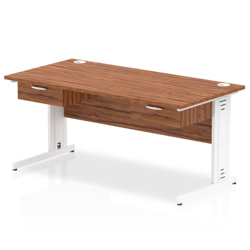 Surge Cable Managed Straight Desk White Frame With Two One Drawer Fixed Pedestals - Image 7