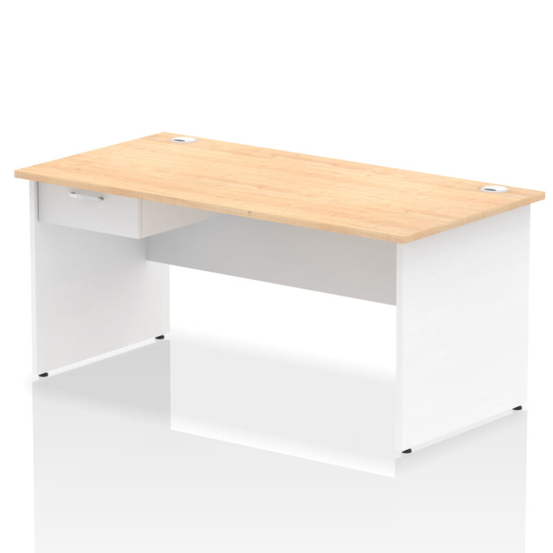 Surge Panel End Straight Desk Frame With Single One Drawer Fixed Pedestal - Image 44