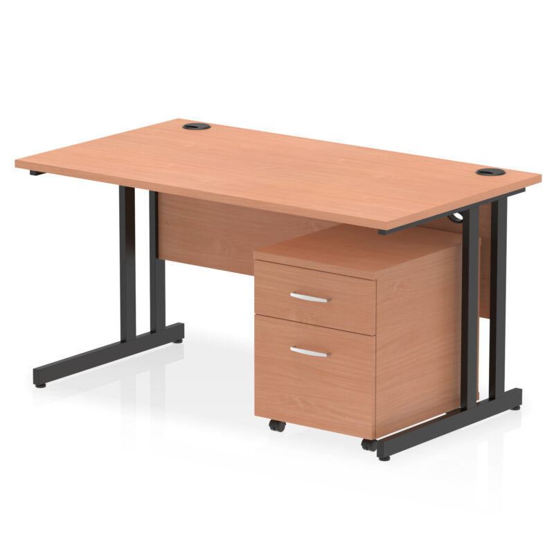Surge 1400mm Cantilever Straight Desk With Mobile Pedestal - Image 25
