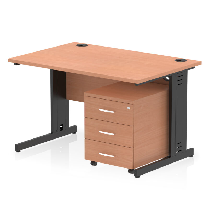 Surge 1200mm Cable Managed Straight Desk With Mobile Pedestal - Image 32