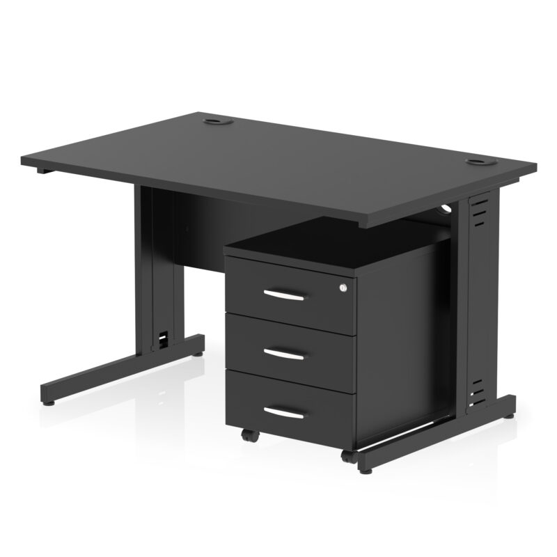 Surge 1200mm Cable Managed Straight Desk With Mobile Pedestal - Image 33