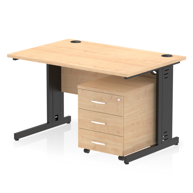 Surge 1200mm Cable Managed Straight Desk With Mobile Pedestal - Image 35