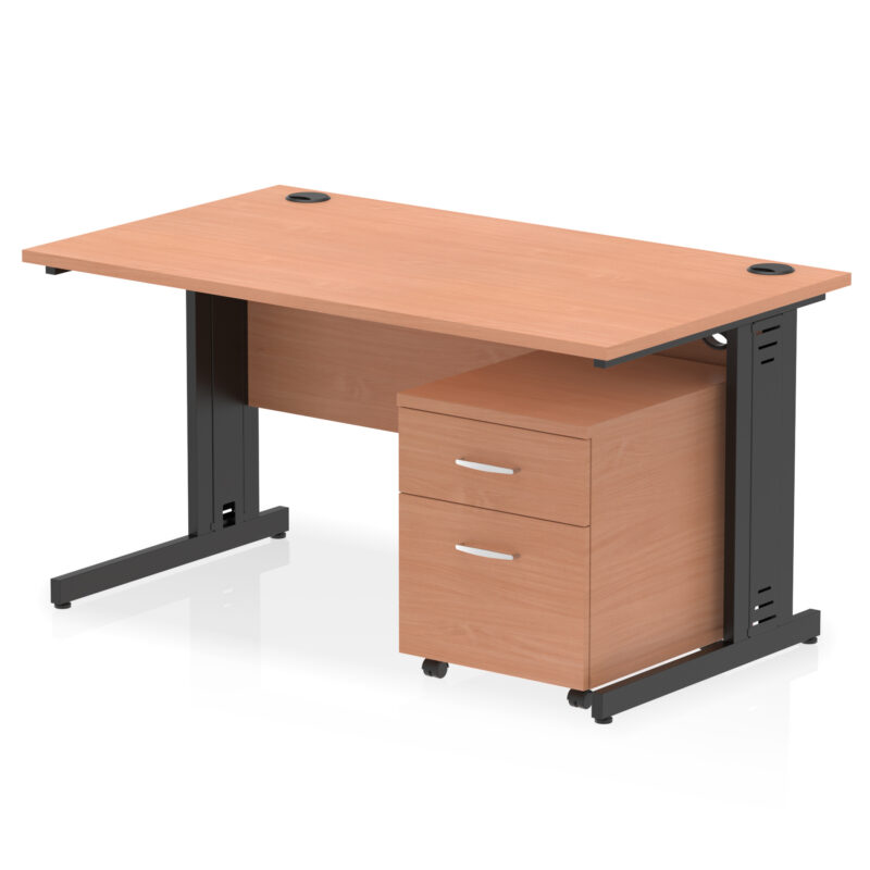 Surge 1400mm Cable Managed Straight Desk With Mobile Pedestal - Image 25