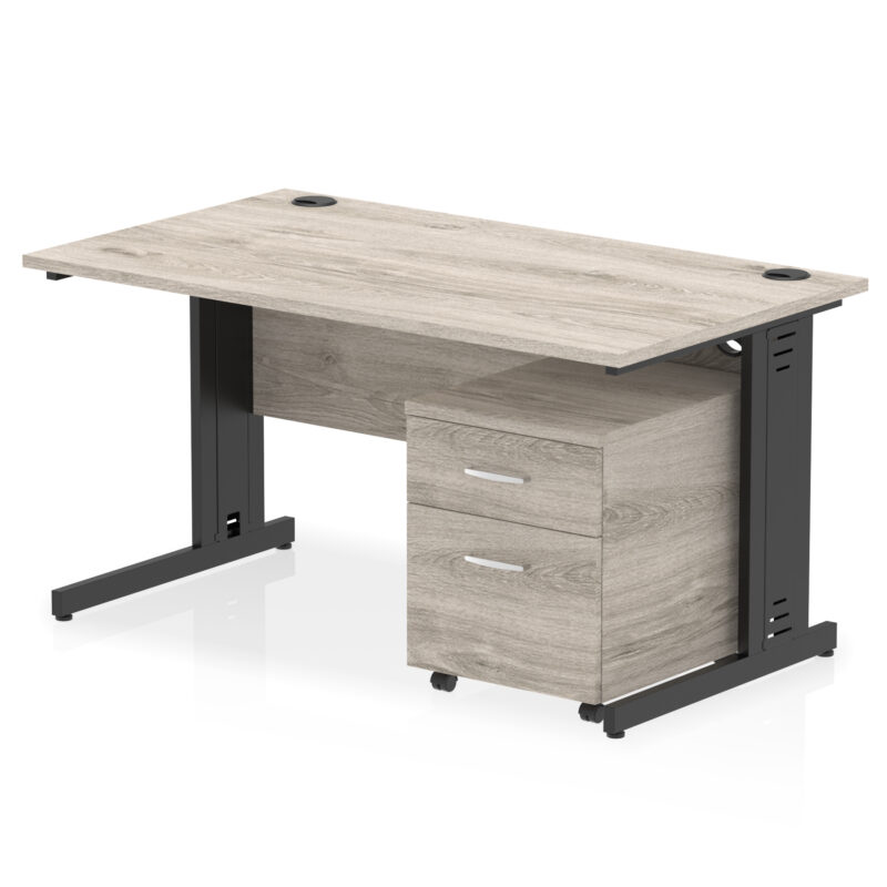 Surge 1400mm Cable Managed Straight Desk With Mobile Pedestal - Image 27