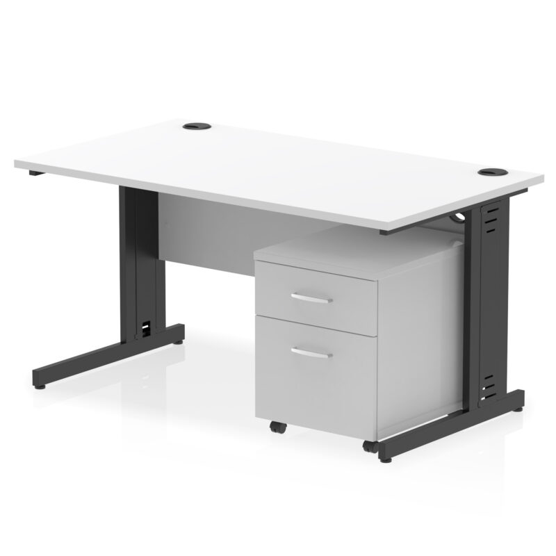 Surge 1400mm Cable Managed Straight Desk With Mobile Pedestal - Image 30