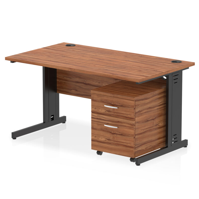 Surge 1400mm Cable Managed Straight Desk With Mobile Pedestal - Image 31