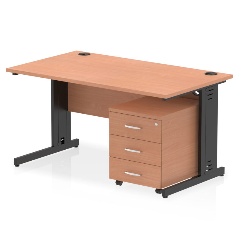 Surge 1400mm Cable Managed Straight Desk With Mobile Pedestal - Image 32