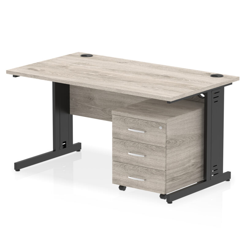 Surge 1400mm Cable Managed Straight Desk With Mobile Pedestal - Image 34
