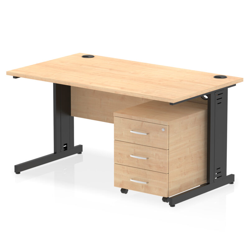 Surge 1400mm Cable Managed Straight Desk With Mobile Pedestal - Image 35