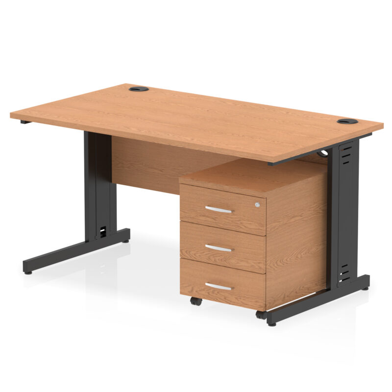 Surge 1400mm Cable Managed Straight Desk With Mobile Pedestal - Image 36