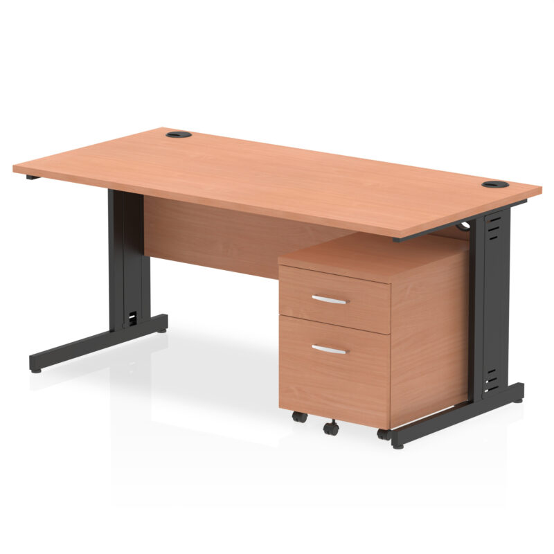 Surge 1600mm Cable Managed Straight Desk With Mobile Pedestal - Image 25