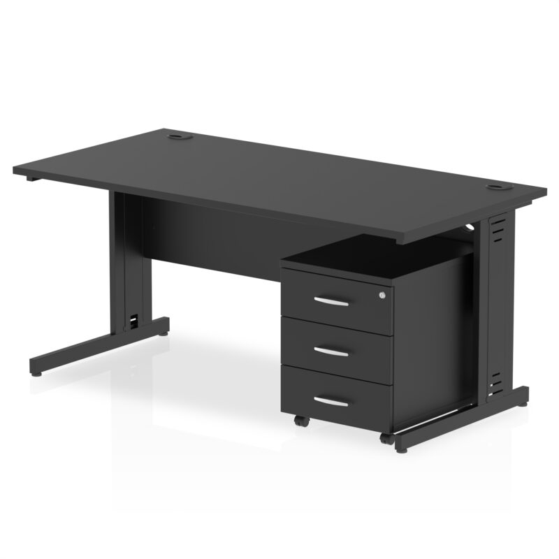 Surge 1600mm Cable Managed Straight Desk With Mobile Pedestal - Image 33
